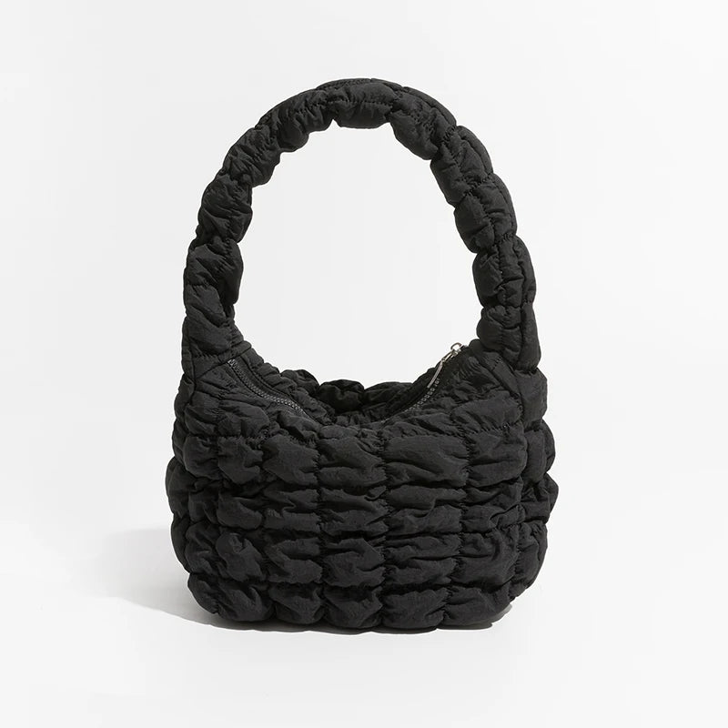 Soft Fluffy Quilted Padding Handbag Puffy Lightweight Tote Bag Cotton Padding Small Shoulder Bag
