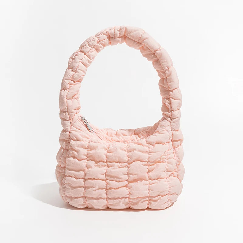 Soft Fluffy Quilted Padding Handbag Puffy Lightweight Tote Bag Cotton Padding Small Shoulder Bag