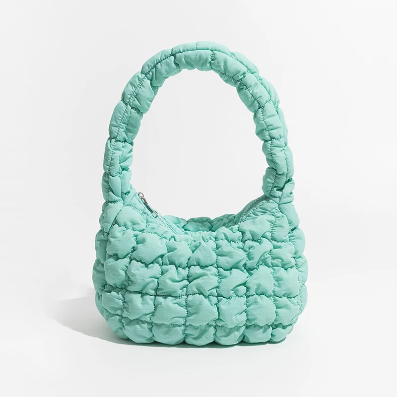 Soft Fluffy Quilted Padding Handbag Puffy Lightweight Tote Bag Cotton Padding Small Shoulder Bag